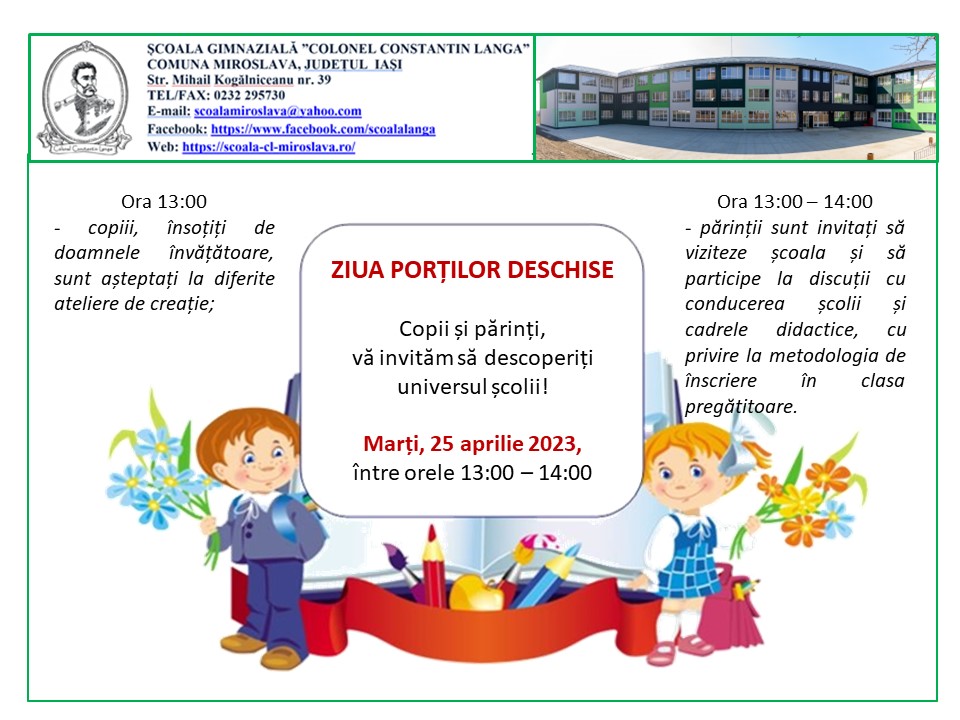 Ziua Porților Deschise scoala-cl-miroslava.ro